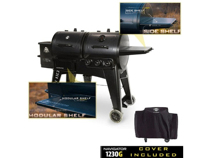 Pit Boss Navigator PB1230G Gas/Pellet Grill Combo w/ Cover