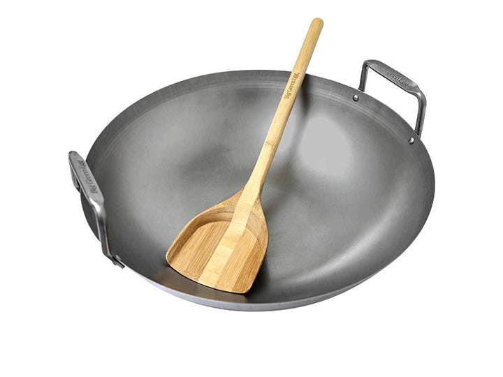 Big Green Egg Carbon Steel Grill Wok / Bamboo Spatula - Leisure Time Inc.