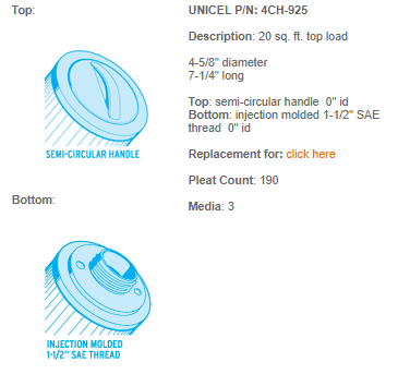 Unicel 4CH-925 Filter Cartridge - Leisure Time Inc.