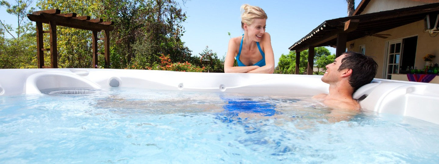 Man sitting in hot tub