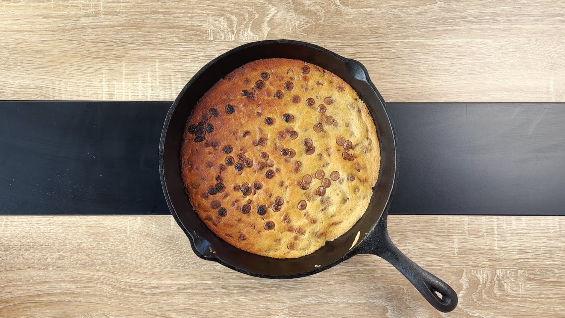 Pizookie in a cast iron skillet